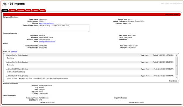 CRM buy sell dashboard two